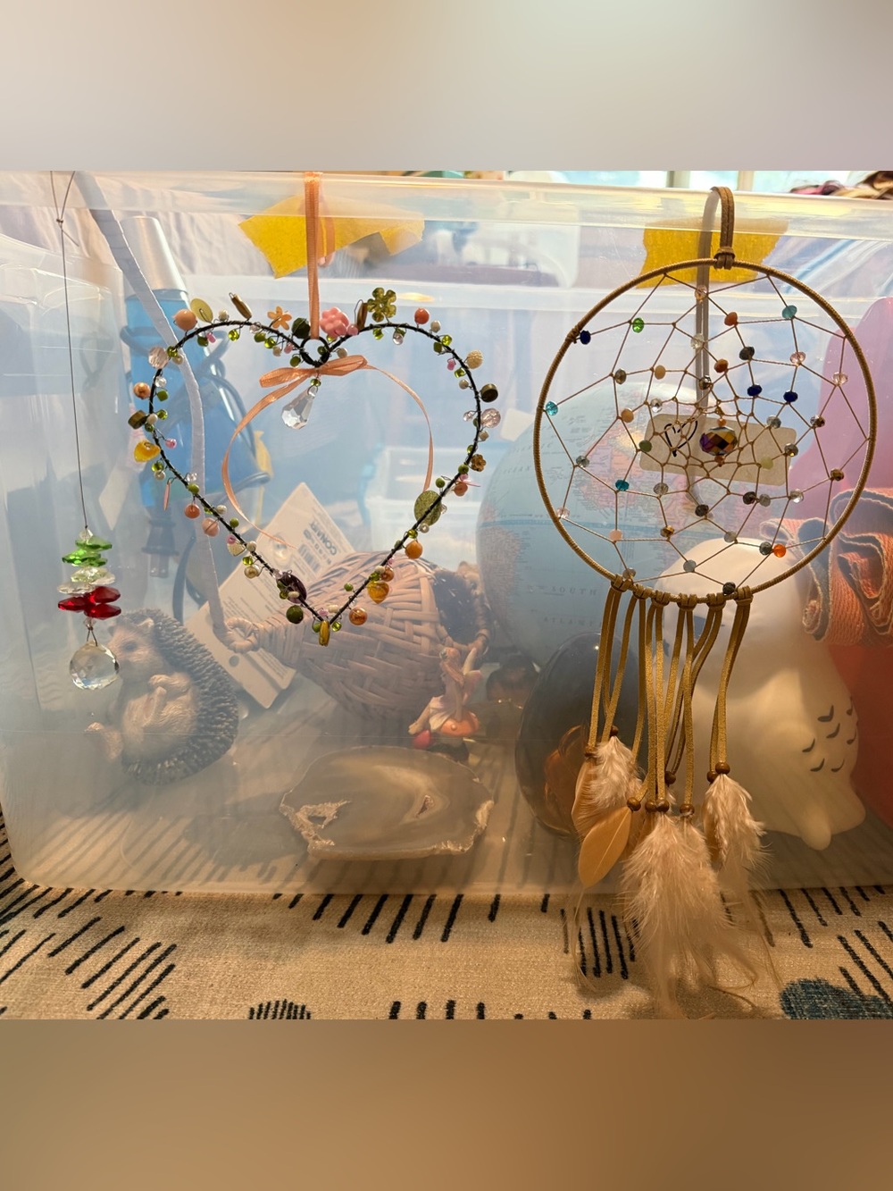 Beaded Heart & Dreamcatcher & Crystal Hanging Set of 3
